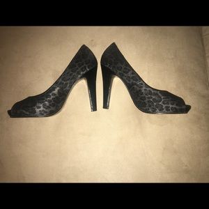 Black & grey cheetah print high heels.